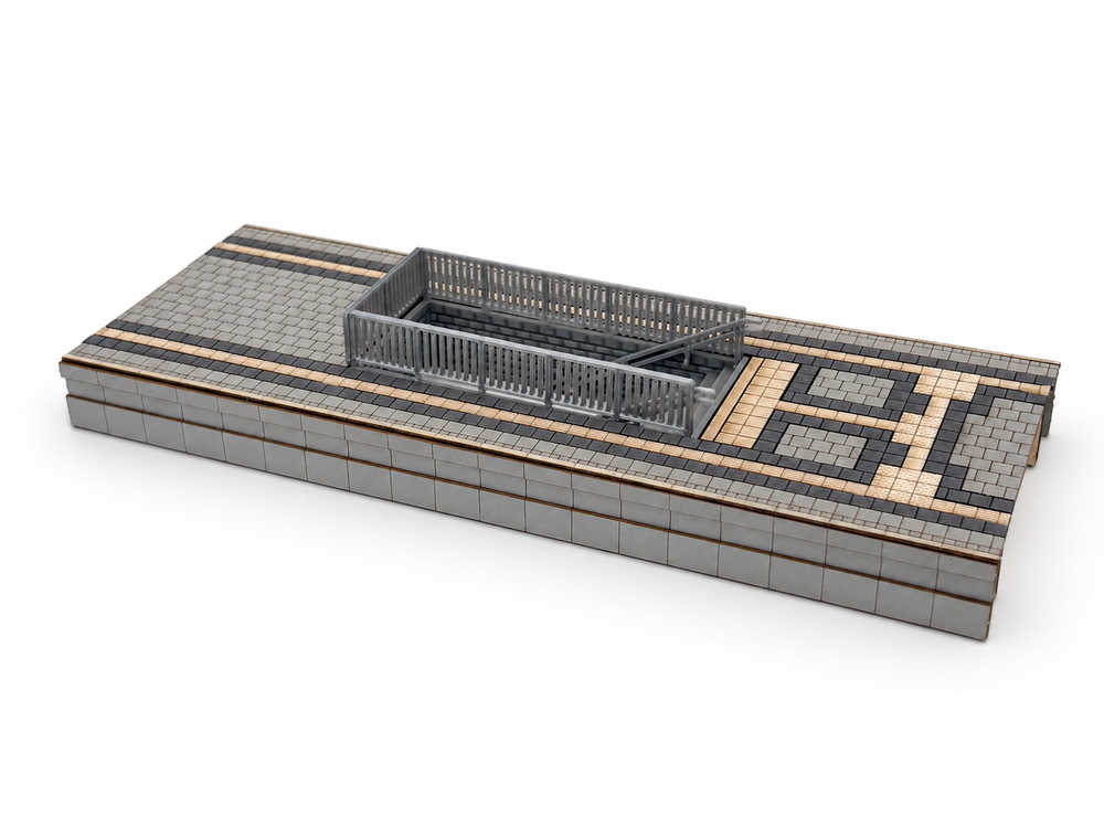 Mittelbahnsteig Epoche 6 H0 1:87 – Modul 5 mit Treppenabgang