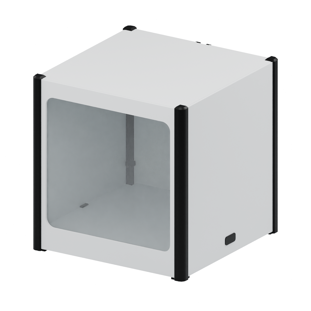 ModelPOD CUBE mit beiden seitlichen Bodenclips und Kabelhaltern hinten oben und unten