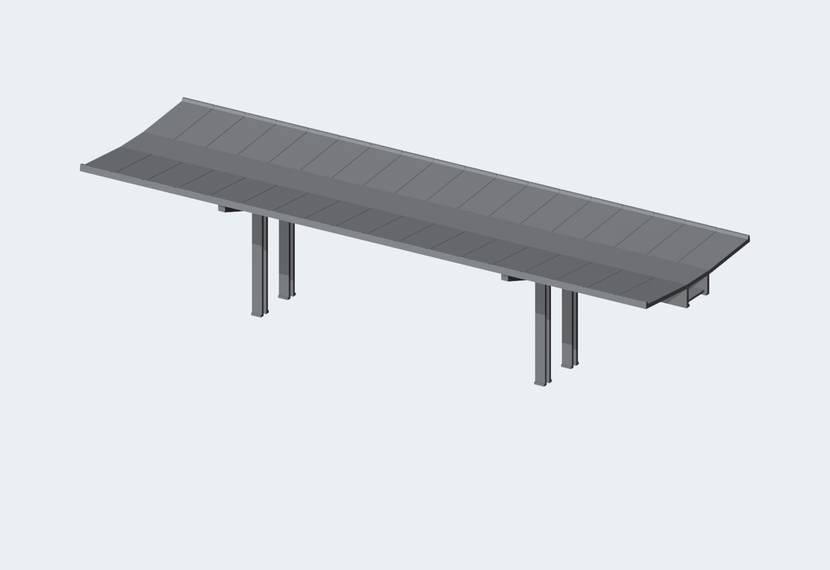 Bahnsteigdach H0 200 × 60 mm – perspektive · Blender-Modellansicht