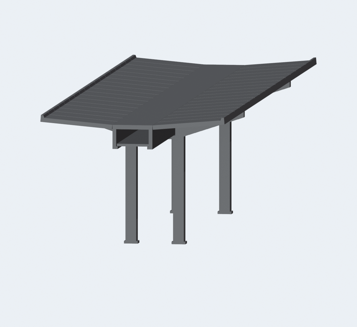 Bahnsteigdach H0 200 × 60 mm – stirnseite · Blender-Modellansicht