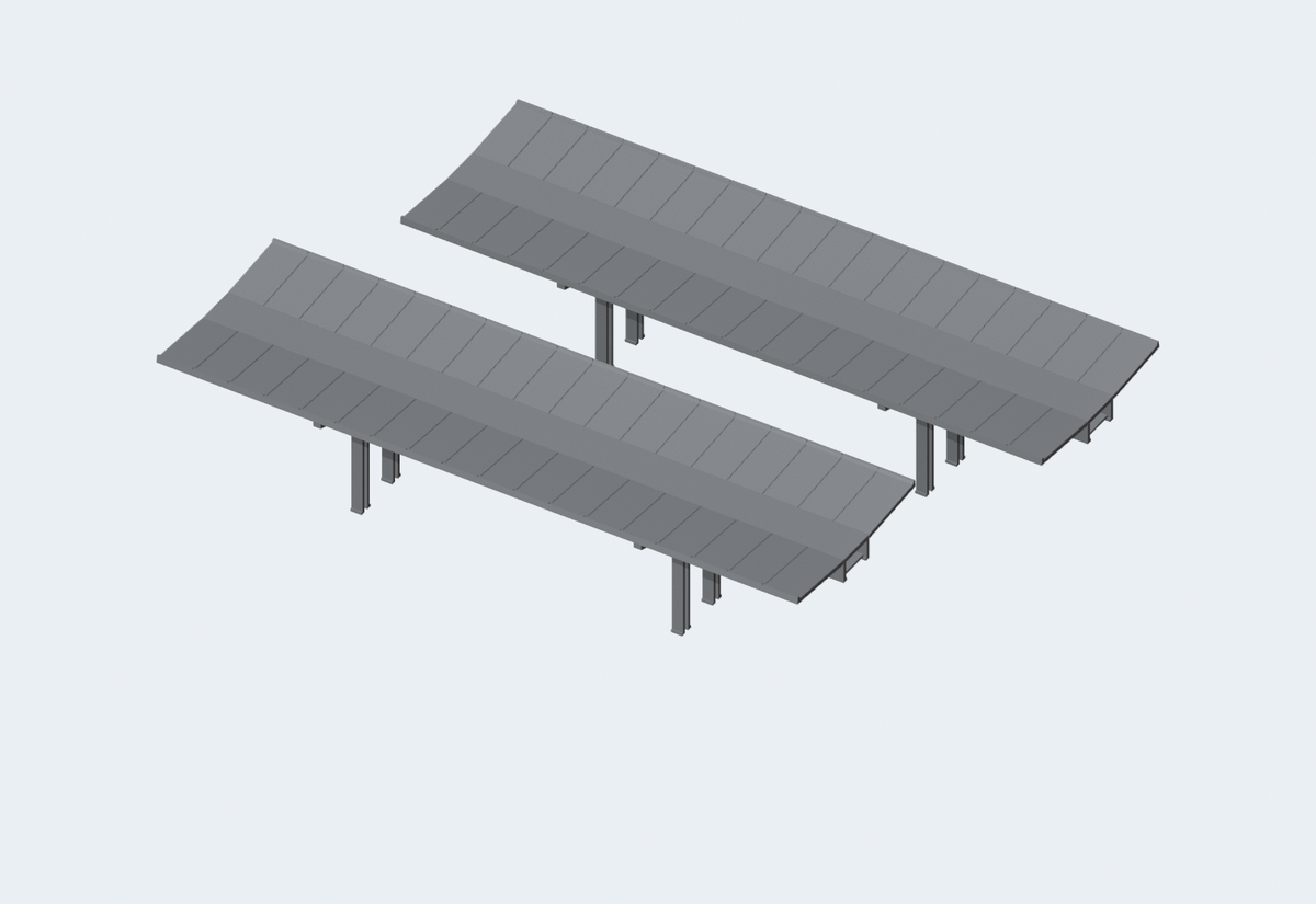 Zweier-Set mit zwei Bahnsteigdächern H0, jeweils 60 mm breit · Blender-Modellansicht