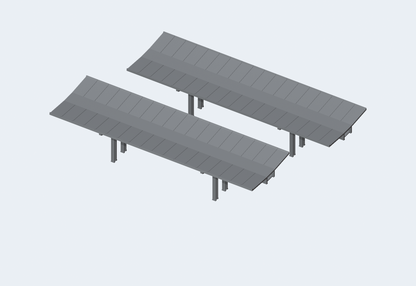 Zweier-Set mit zwei Bahnsteigdächern H0, jeweils 60 mm breit · Blender-Modellansicht