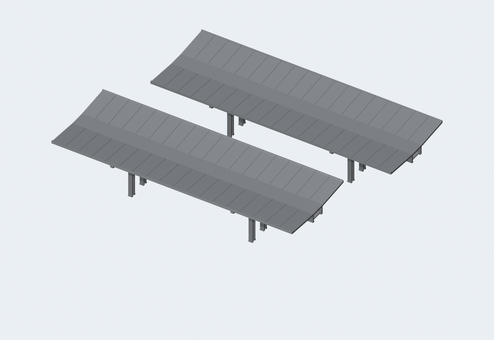 Platform canopy H0 · Era VI · set of 2, 200 × 70 mm · with LED lighting
