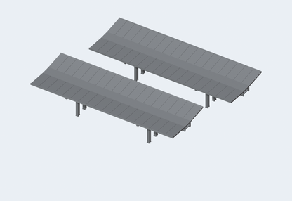 Zweier-Set mit zwei Bahnsteigdächern H0, jeweils 70 mm breit · Blender-Modellansicht