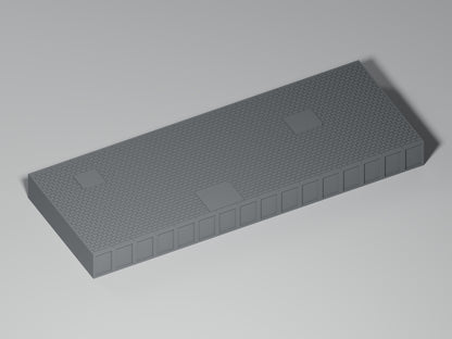Bahnsteig H0 · Epoche III/IV · Gerades Modul mit Betonflicken · 200 × 75 mm · Gesamtansicht · graues PLA, unbemalt