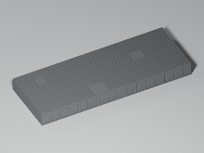 Bahnsteig TT · Epoche III/IV · Gerades Modul mit Betonflicken · 145 × 54 mm · Gesamtansicht · graues PLA, unbemalt