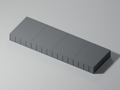 Bahnsteig H0 · Epoche III/IV · Endstück mit Stirnkante · 200 × 65 mm · Beton · einfarbig graues PLA, unbemalt. Visualisierung des tatsächlichen Modells.