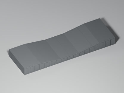 Bahnsteig H0 · Epoche III/IV · Ausgleichsstück 17–10–17 mm · 200 × 65 mm · Beton · einfarbig graues PLA, unbemalt. Visualisierung des tatsächlichen Modells.