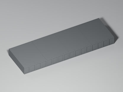 Bahnsteig H0 · Epoche III/IV · Gerades Modul · 200 × 65 mm · Beton · einfarbig graues PLA, unbemalt. Visualisierung des tatsächlichen Modells.