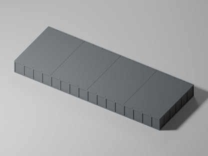 Bahnsteig H0 · Epoche III/IV · Endstück mit Stirnkante · 200 × 75 mm · Beton · einfarbig graues PLA, unbemalt. Visualisierung des tatsächlichen Modells.
