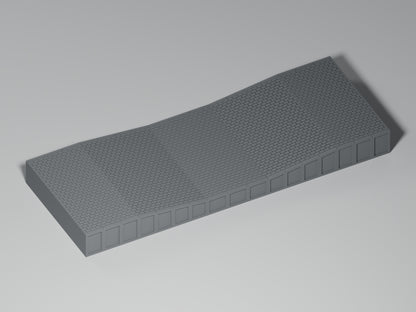 Bahnsteig H0 · Epoche III/IV · Ausgleichsstück 17–12–17 mm · 200 × 75 mm · Pflaster · einfarbig graues PLA, unbemalt. Visualisierung des tatsächlichen Modells.