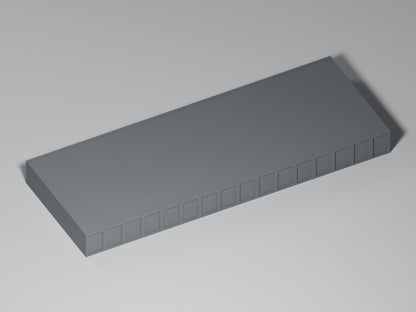 Bahnsteig H0 · Epoche III/IV · Gerades Modul · 200 × 75 mm · Beton · einfarbig graues PLA, unbemalt. Visualisierung des tatsächlichen Modells.