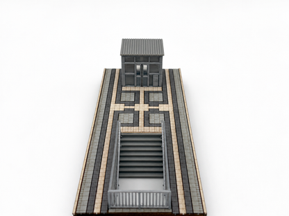 Mittelbahnsteig Epoche 6 H0 1:87 – Modul 6 mit Treppenabgang und Aufzug, 75 mm, fertig aufgebauter Bausatz