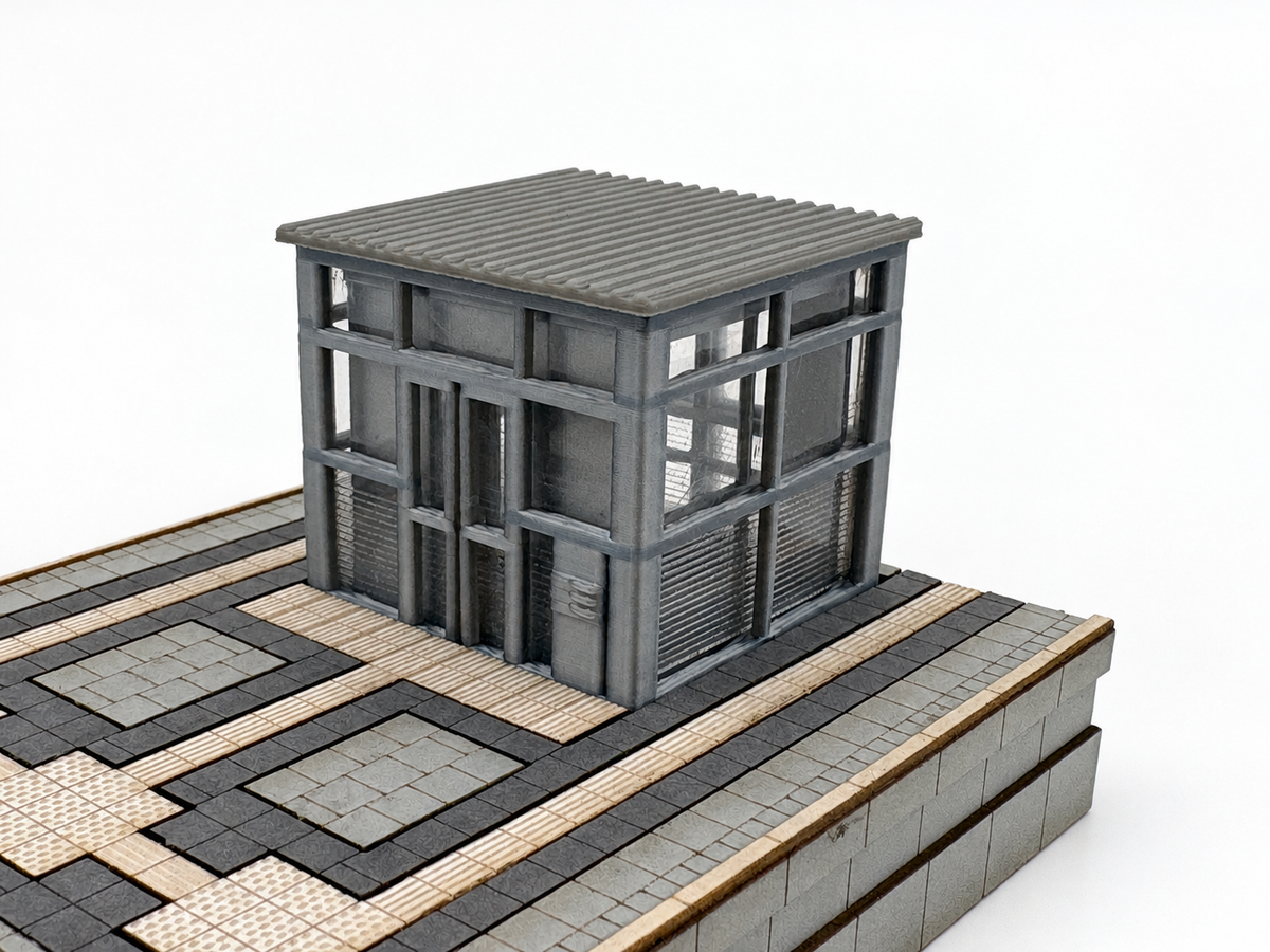 Mittelbahnsteig Epoche 6 H0 1:87 – Modul 6 mit Treppenabgang und Aufzug, 75 mm, fertig aufgebauter Bausatz
