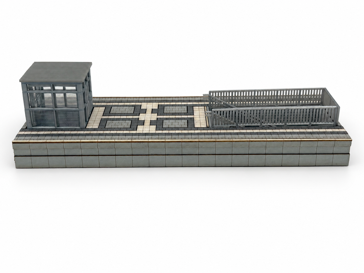 Mittelbahnsteig Epoche 6 H0 1:87 – Modul 6 mit Treppenabgang und Aufzug, 75 mm, fertig aufgebauter Bausatz