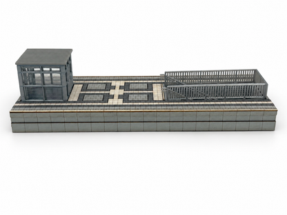Mittelbahnsteig Epoche 6 H0 1:87 – Modul 6 mit Treppenabgang und Aufzug, 75 mm, fertig aufgebauter Bausatz