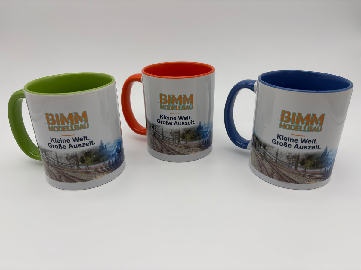 BIMM Modellbau Sammeltasse – Grün, Orange und Blau im Überblick; geliefert wird eine Tasse in der gewählten Farbe