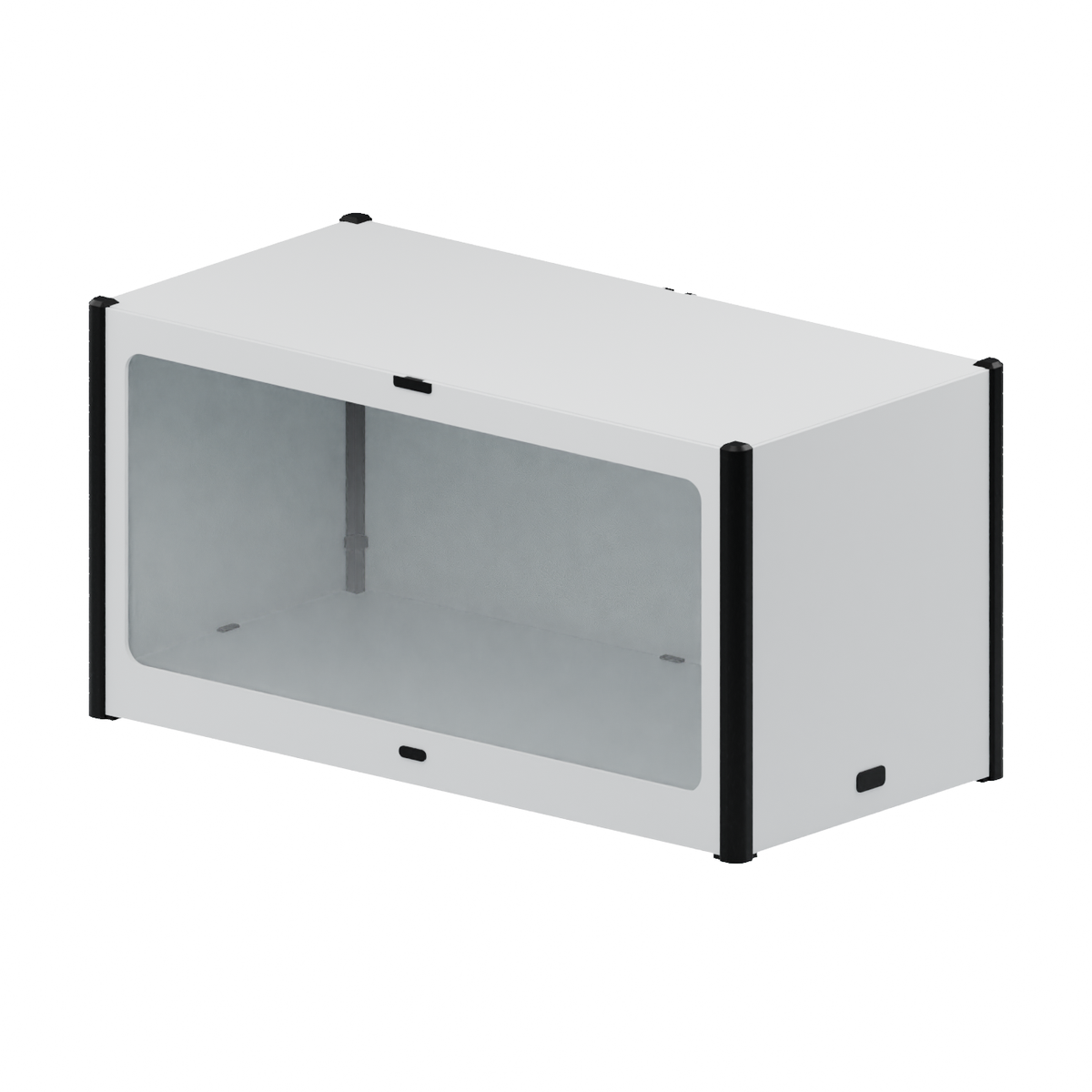 ModelPOD DOUBLE CUBE – Montierte Gesamtansicht, mit seitlichen und hinterem Bodenclip sowie Kabel- und Fronthaltern